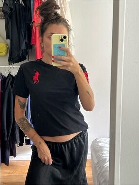 Polo by Ralph Lauren Black Short-Sleeve Tee with Red Pony